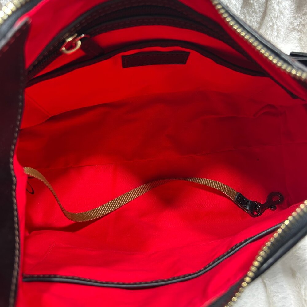 Dooney & Bourke Black Pebble Grain Zip Sac w/ With Custom Striped Web Strap - Picture 6 of 12